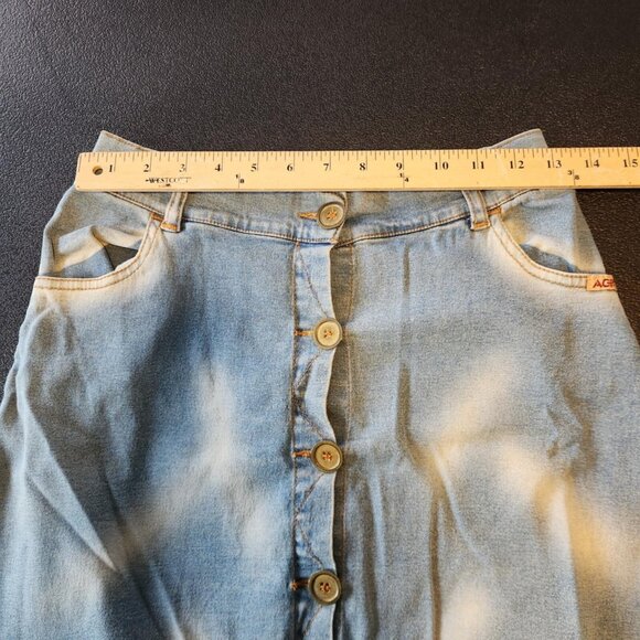 Agressor Denim Skirt Women Blue Maxi Modest Jean Vintage 90's 80s Button Up XL - Picture 10 of 15